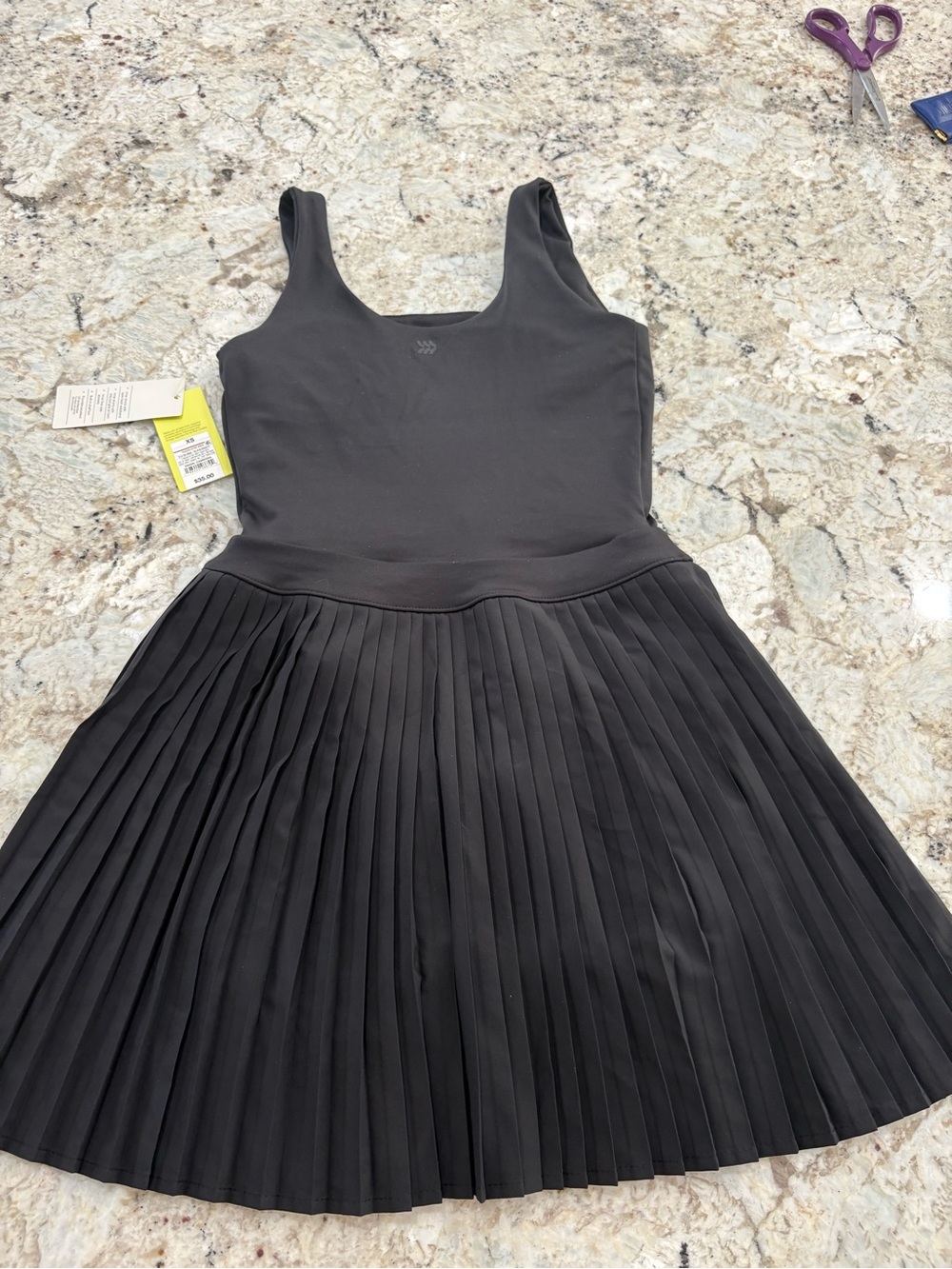 all in motion Black Pleated Square-Neck Mini Dress - Picture 2 of 7